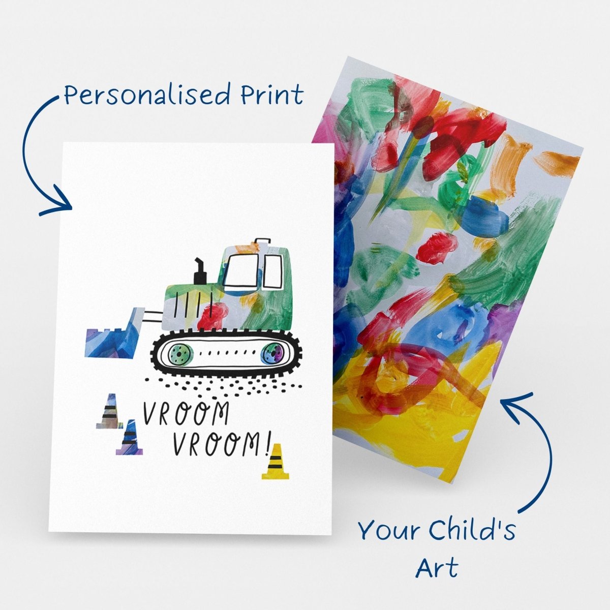 Bulldozer Personalised Art Print - Mini MatisseArt PrintBaby showerBaby Shower Gifts
